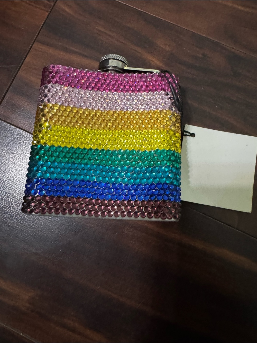 Kurt Geiger Rainbow Crystal Jeweled Hip Flask - Picture 2 of 5
